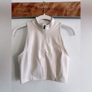 Timeless Half Zip Crop Tank - Vanilla